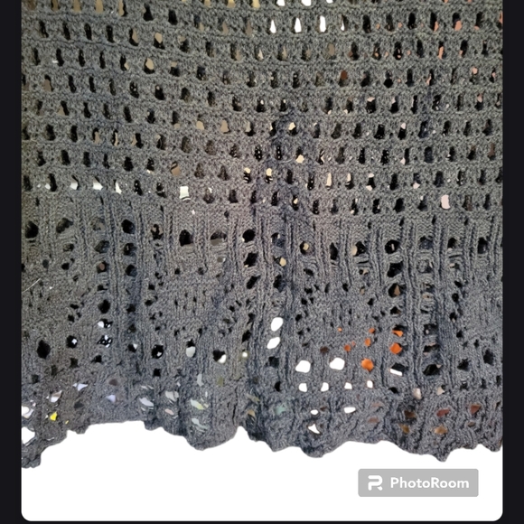 EUC Jeanne Pierre XL crochet style sweater cover up, dark grey - Picture 3 of 5